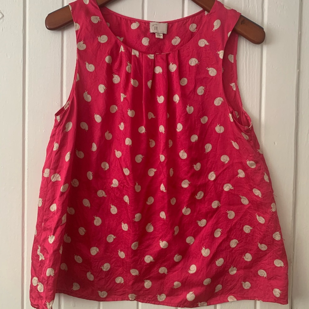 Anthropologie Postmark draped tank snail motif